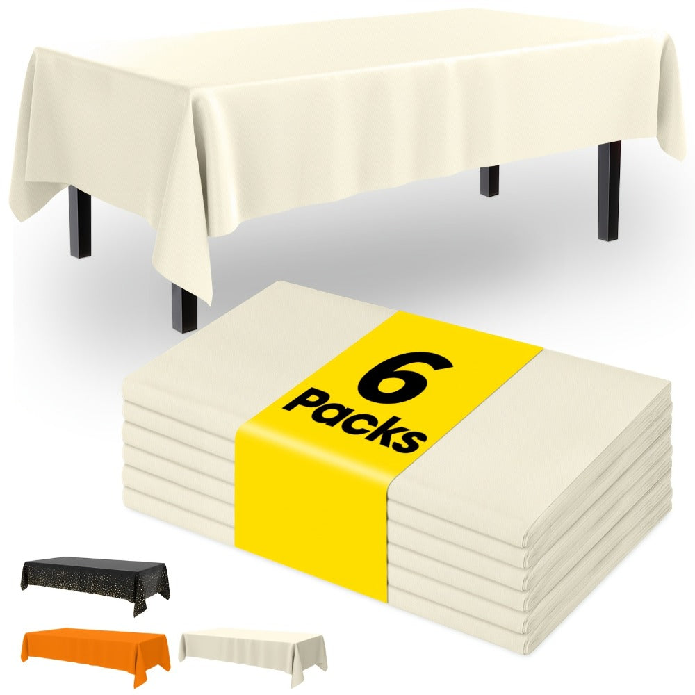 Disposable Tablecloths 54x108 Inch Rectangle Plastic Table Cover PEVA Waterproof Party Table Cloth 6 Pack for Birthday Picnic Holiday
