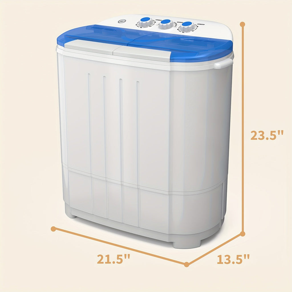 Portable Washing Machine 14.5Lbs Mini Twin Tub Washer Spin Dryer Combo Semi-Automatic 9.5Lbs Wash 5Lbs Spin Gravity Drain Time Control for Apartments Dorms RVs Camping