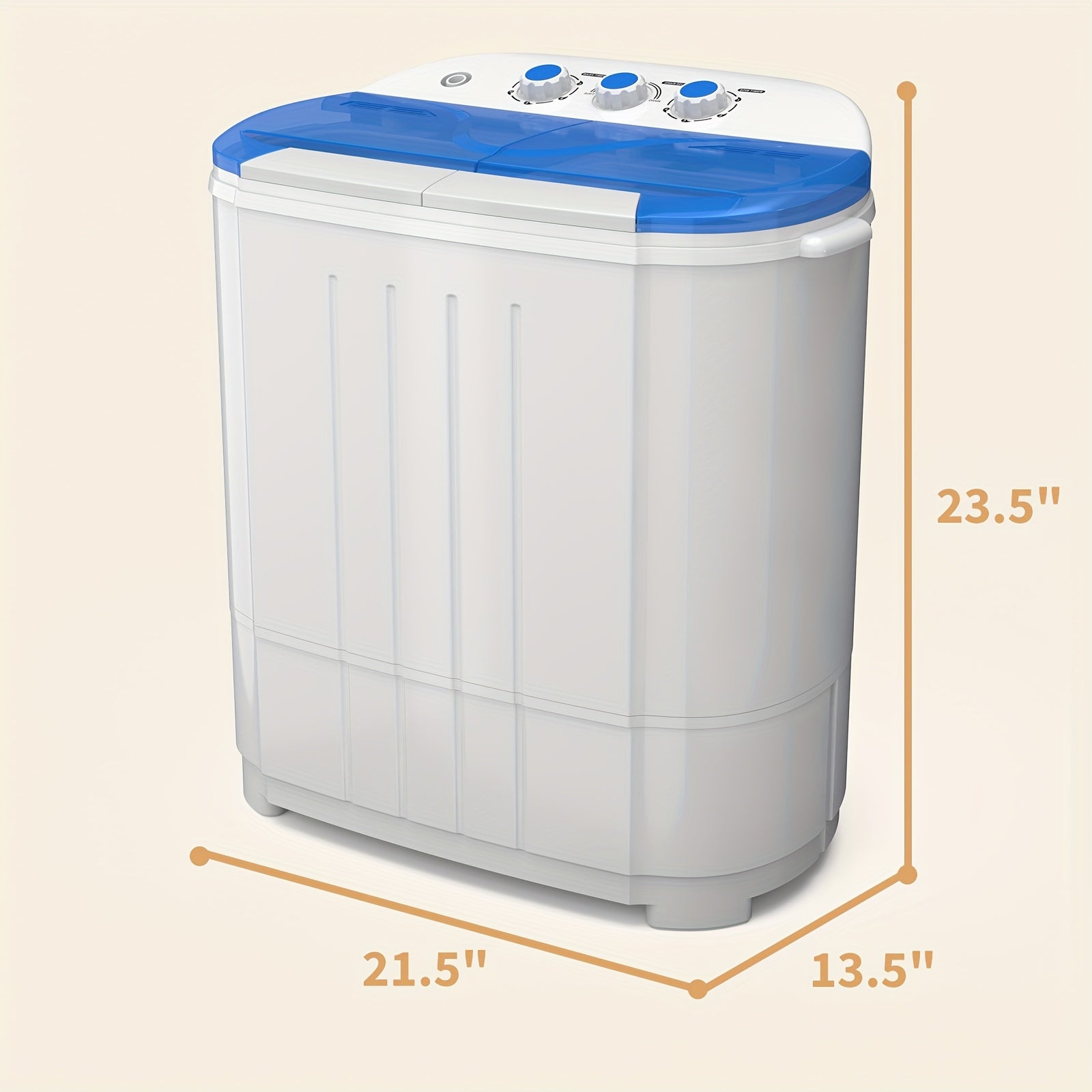 Portable Washing Machine 14.5Lbs Mini Twin Tub Washer Spin Dryer Combo Semi-Automatic 9.5Lbs Wash 5Lbs Spin Gravity Drain Time Control for Apartments Dorms RVs Camping