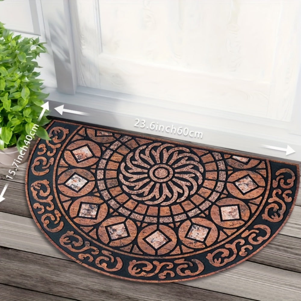 Outdoor Door Mat Heavy Duty Non-Slip Welcome Mat for Front Door Entrance Patio Porch, Durable Low-Profile Rug, Multiple Colors & Sizes, Light Blue Brown Dark Blue Gray Rainbow