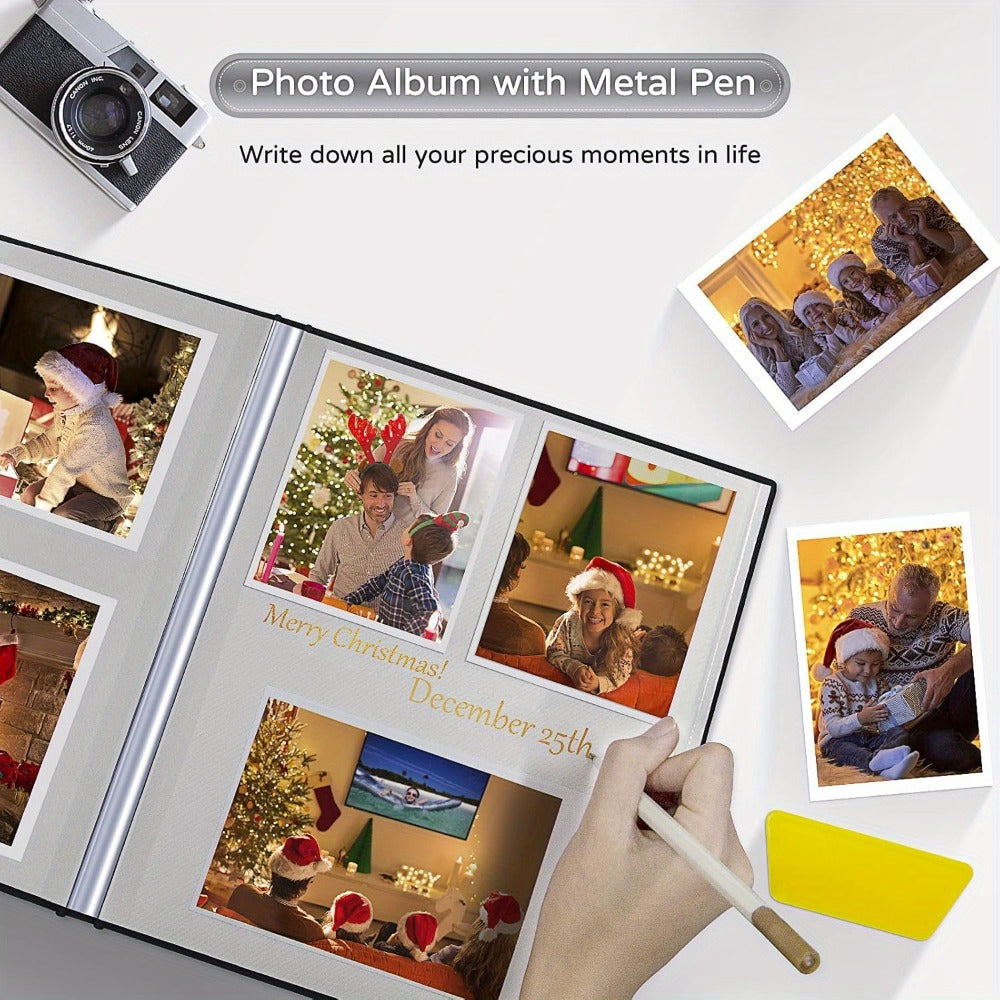 Self Adhesive Photo Album Scrapbook ¨C Large Linen Cover Memory Book for 4x6 5x7 8x10 Photos, DIY Picture Book with Metal Pen, Gift for Mom, Baby, Wedding, Valentine's Day & Mother's Day, 40 & 60 Pages