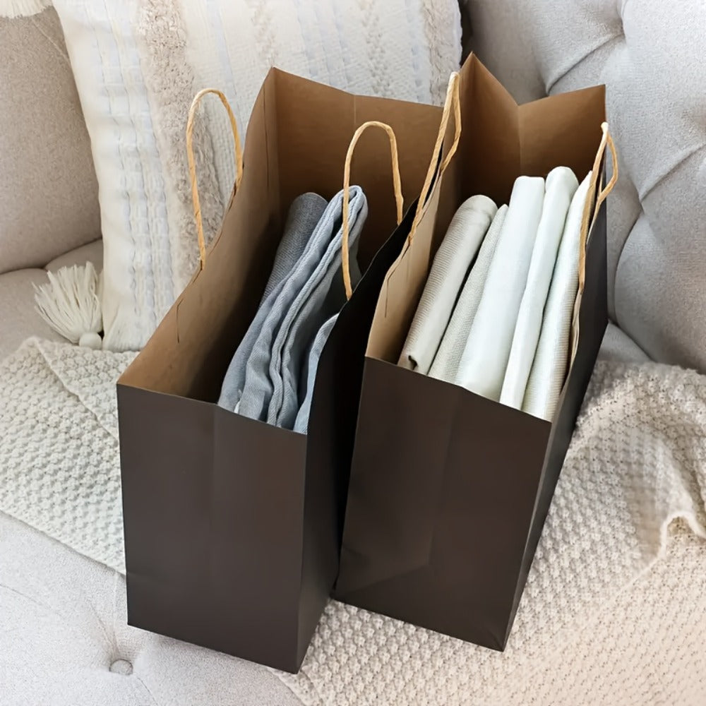 Shopping Bags with Handles 49pcs | 16x6x12 Inch Large Retail Gift Bags Bulk | Clothing Boutique Bags for Birthday, Wedding, Mother's Day, Teacher's Day, Anniversary, Craft Exhibition | White, Brown, Black