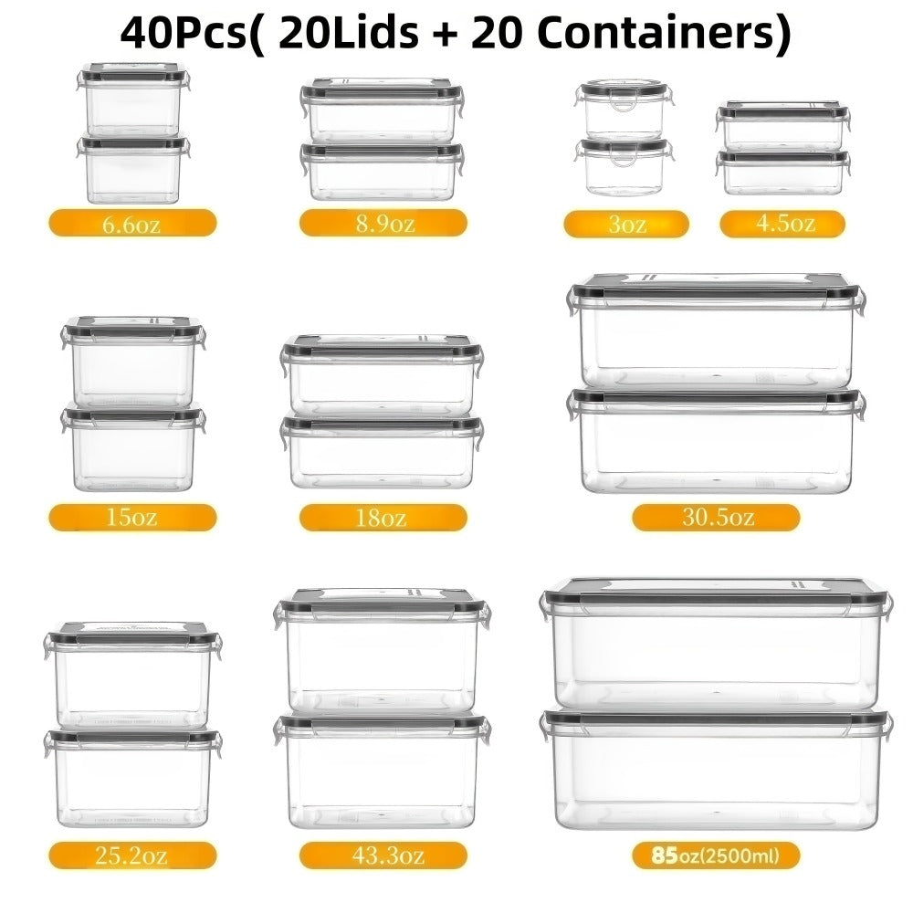 Food Storage Containers with Lids Airtight Plastic Meal Prep Containers Stackable Leak Proof BPA Free for Pantry Kitchen Refrigerator Freezer with Labels