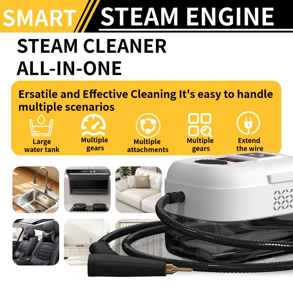 Carpet Steam Cleaner Handheld with LCD Display 1200ml Tank Gear Switch High Temperature for Kitchen Sofa Floor Tile Grout Home