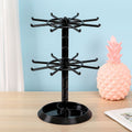 Rotating Jewelry Stand 2-Tier Black ¨C Necklace Bracelet Earring Organizer Display Rack, Plastic Hanging Jewelry Tower for Dressing Table Counter, Keychain Holder, No Electricity Needed