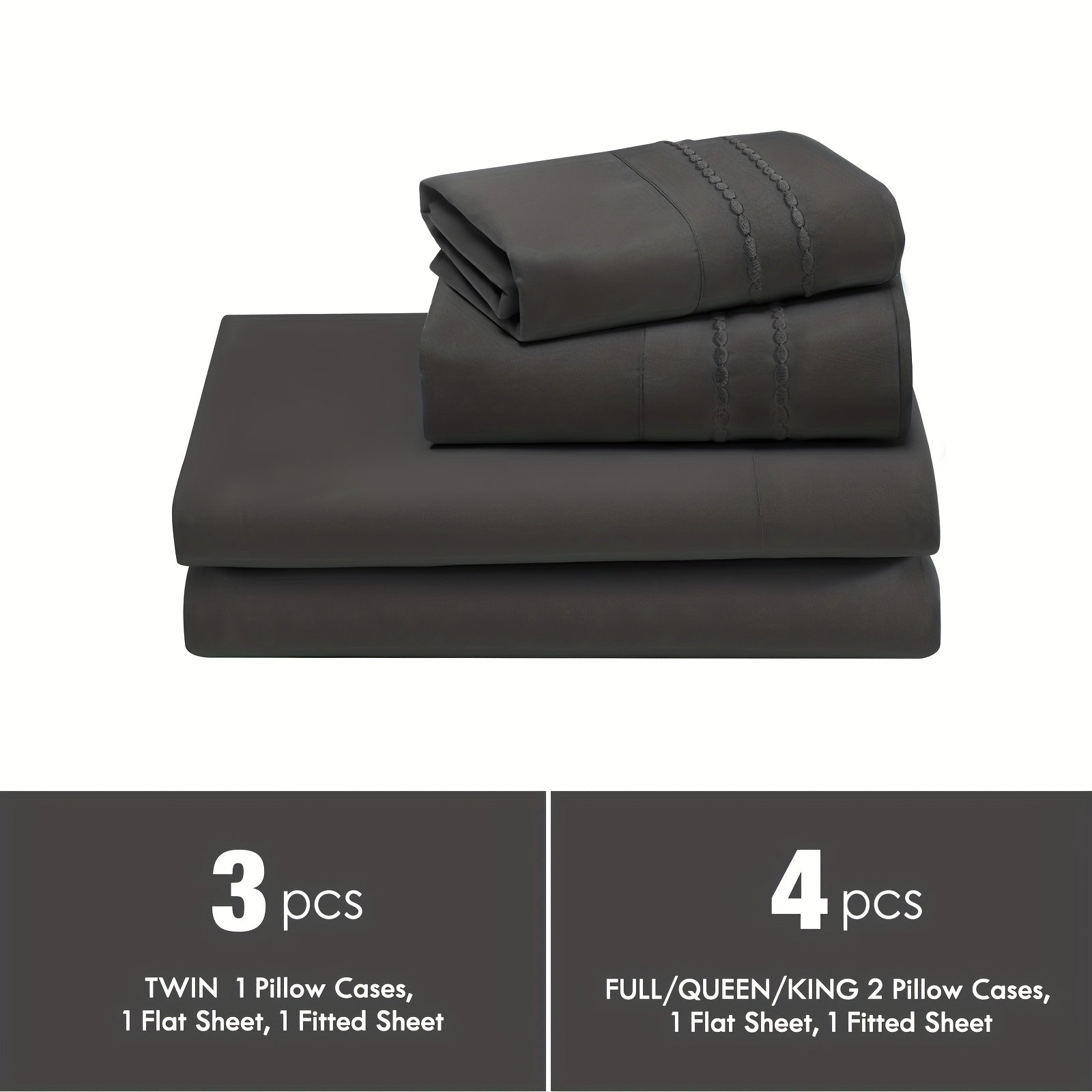 Fitted Sheet Set Deep Pocket | Soft Cooling Breathable Bedding 3-4pcs Fade-Resistant All-Season for Twin Full Queen King ¨C Solid Color Bed Sheets for Dorm Guest Room Everyday Use