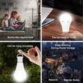 Rechargeable Emergency LED Light Bulb 12W 6500K 2000mAh with Polished Metal Finish ¨C Spherical Design Half-Flip Installation Backup Battery Bulb for Camping Hiking Indoor Outdoor Power Outage, 4 Pack