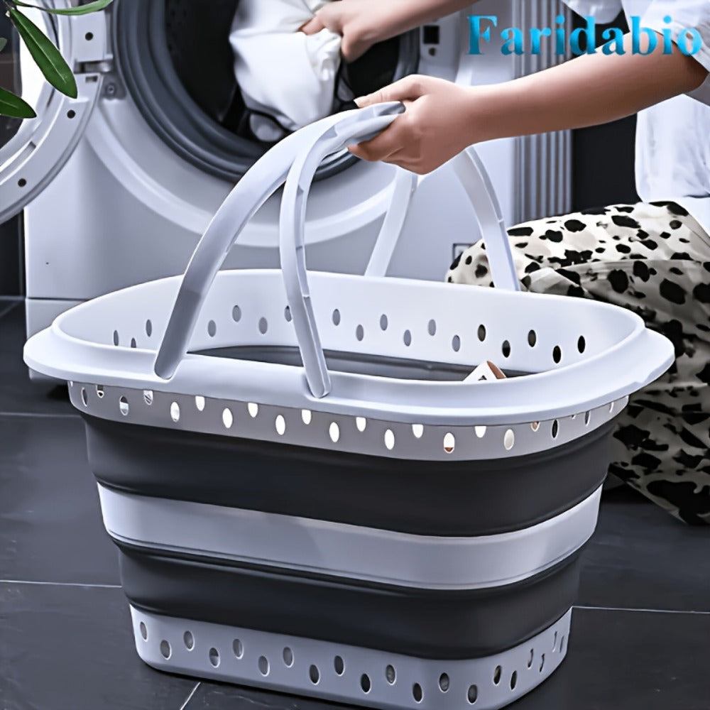 Collapsible Laundry Basket 16 Gallon with Handles ¨C Foldable Plastic Laundry Hamper, Space-Saving Portable Dirty Clothes Basket for Bathroom, Bedroom & Laundry Room