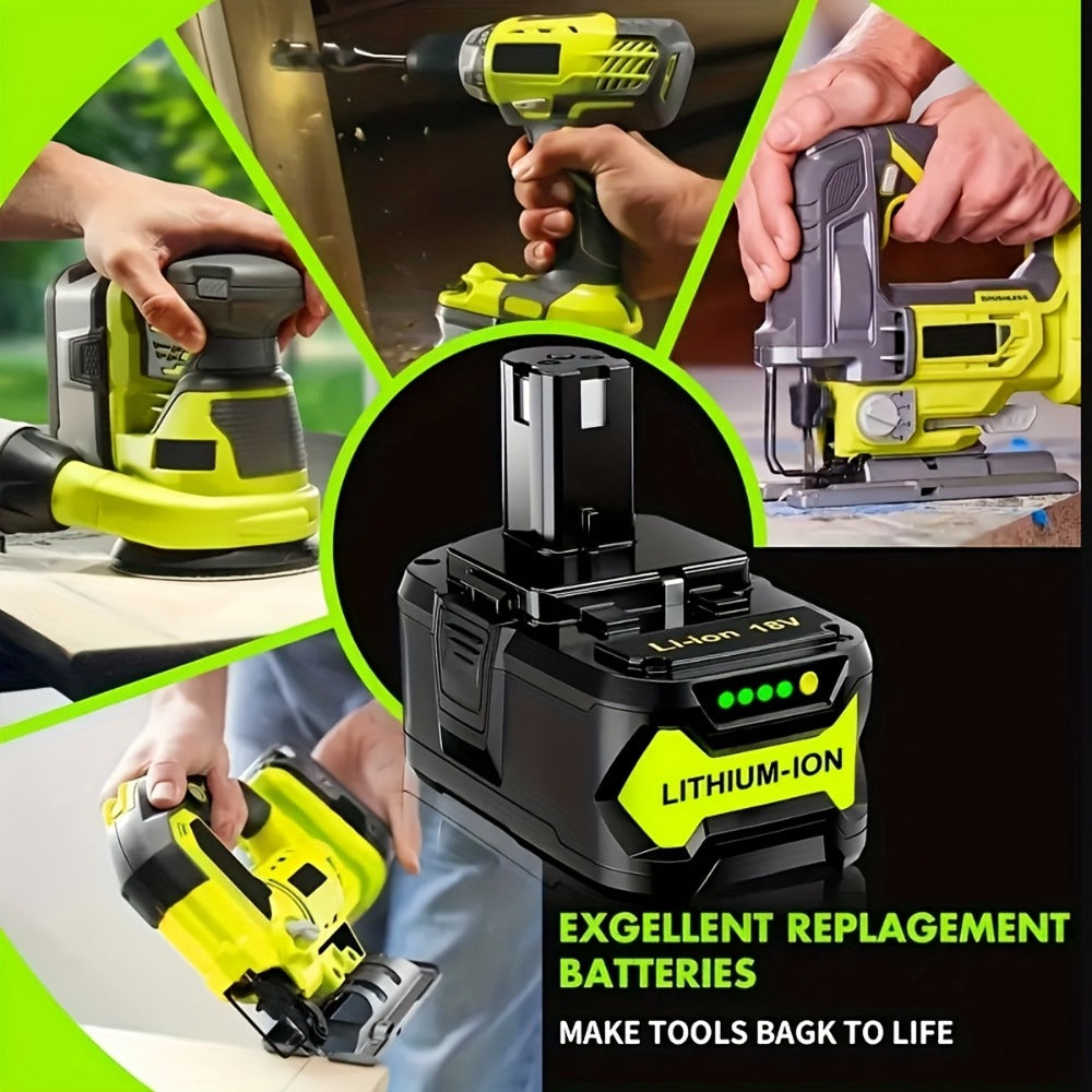 Ryobi 18V Replacement Battery 8.0Ah 2 Pack Li-ion Compatible with P102 P103 P105 P107 P108 P109 P197 Ryobi ONE+ Cordless Power Tools BPL-1815 BPL-1820G