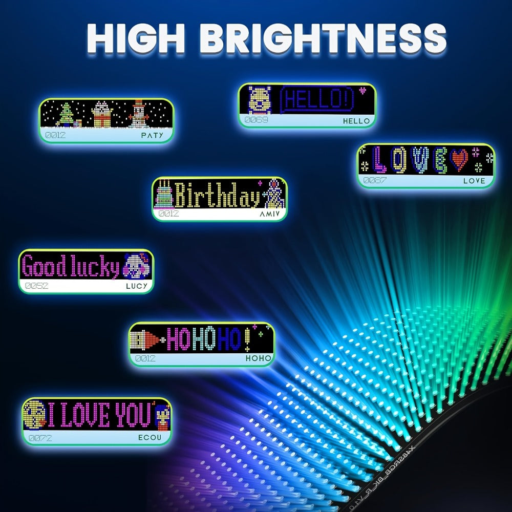 Flexible LED Display Screen Programmable Text & Animation, App & Remote Control, High-Definition RGB Matrix Panel for Any Curved Surface, Unique Gift for Friends & Family, Home Office Party Decoration