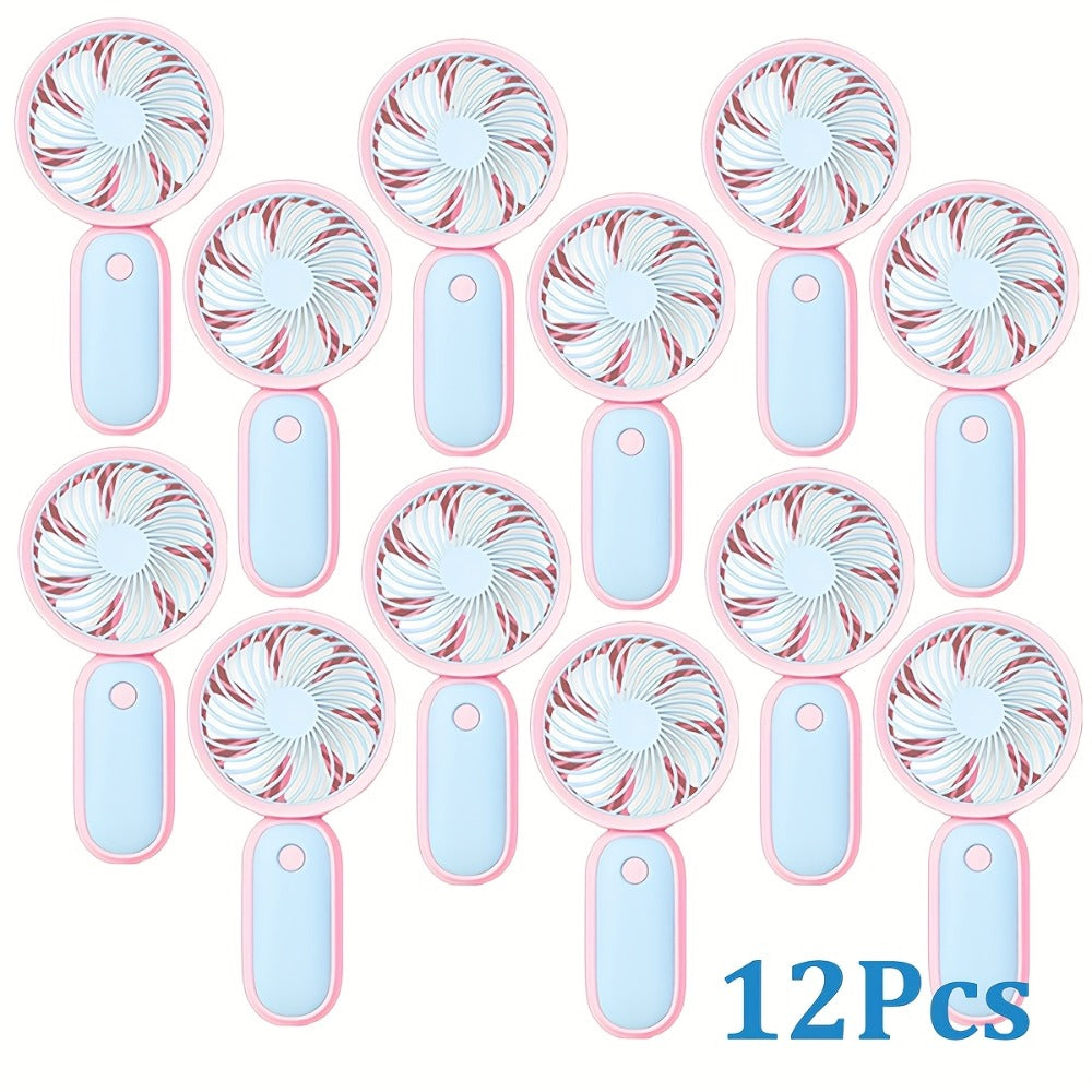 Mini Handheld Fan Bulk 12 Pack | Portable Neck & Wrist Personal Fan, USB Rechargeable, Lightweight Cute Design for Wedding Favors, Festival Party, Travel, Camping & Office Giveaways ¨C Type A & B
