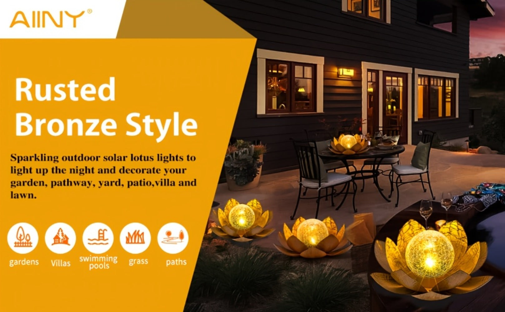 Solar Lotus Cracked Glass Ball Garden Lamp 2pcs ¨C Waterproof Metal Cracked Ball Solar Light for Outdoor & Indoor Decoration | Garden, Balcony, Dining Table & Living Room Decor | Father¡¯s Day Gift