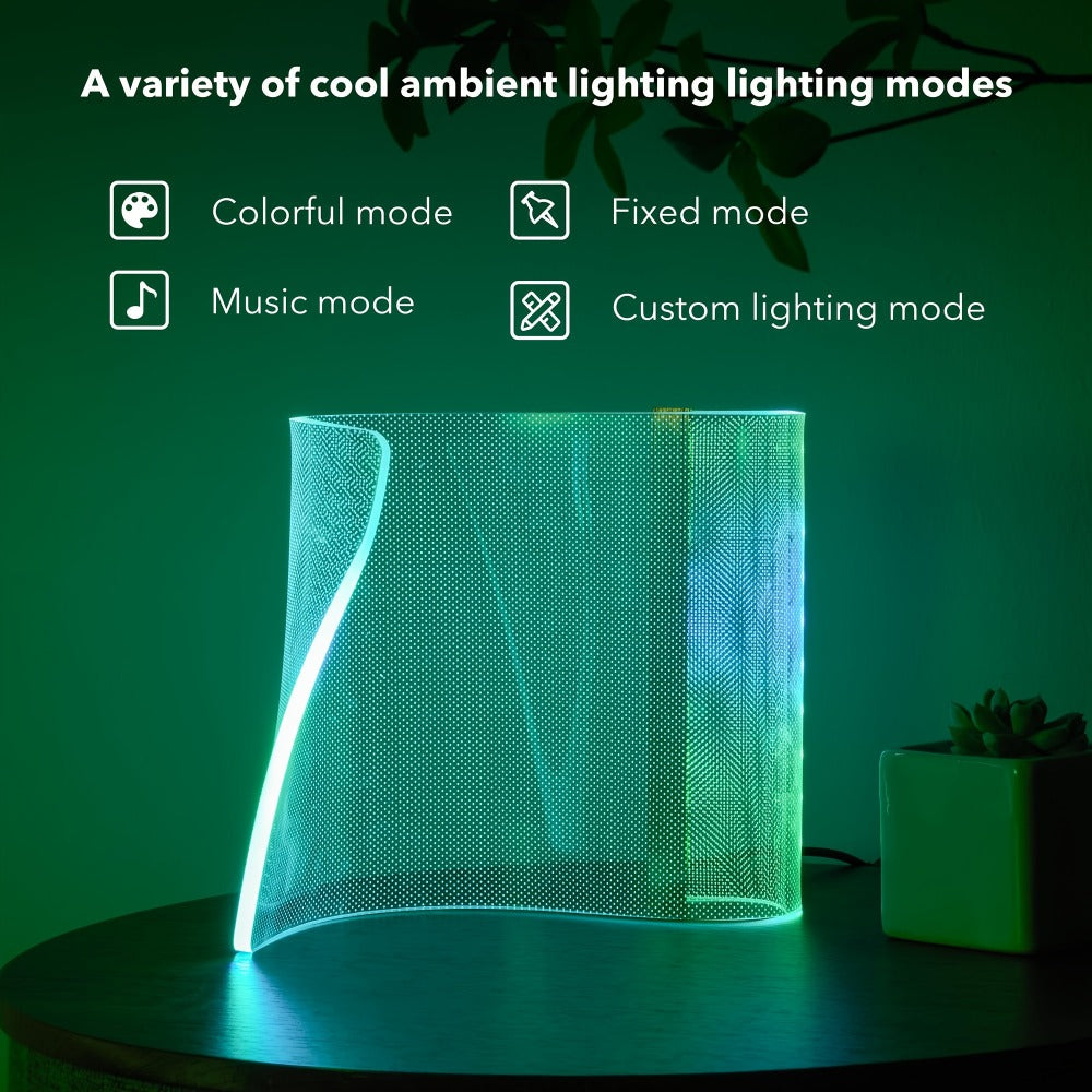 RGB LED Table Lamp Smart APP Remote Control - Dimmable Geometric Metal Desk Lamp USB Powered Futuristic Ambient Mood Light for Gaming Room Bedroom Office Decor | Multicolor | Concert Dance Gift