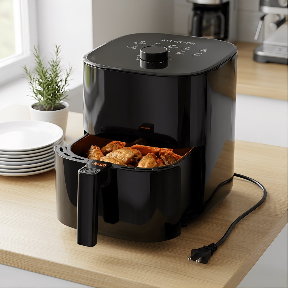 Air Fryer 8-in-1 with LED Touchscreen, 6QT Large Capacity Electric Hot Air Oven, 1350W 360¡ã Hot Air Circulation, Non-Stick Fry Basket, Heat-Insulated Handles, 8 Cooking Presets for Home Kitchen