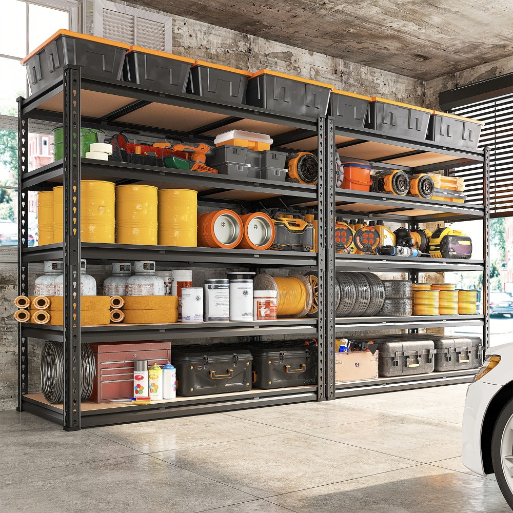 5-Tier Heavy Duty Garage Shelving Unit 2000LBS ¨C Metal & Wood Storage Shelves, Adjustable Utility Rack for Garage, Basement, Pantry, Warehouse, Kitchen & Office, Tool-Free Assembly, Black