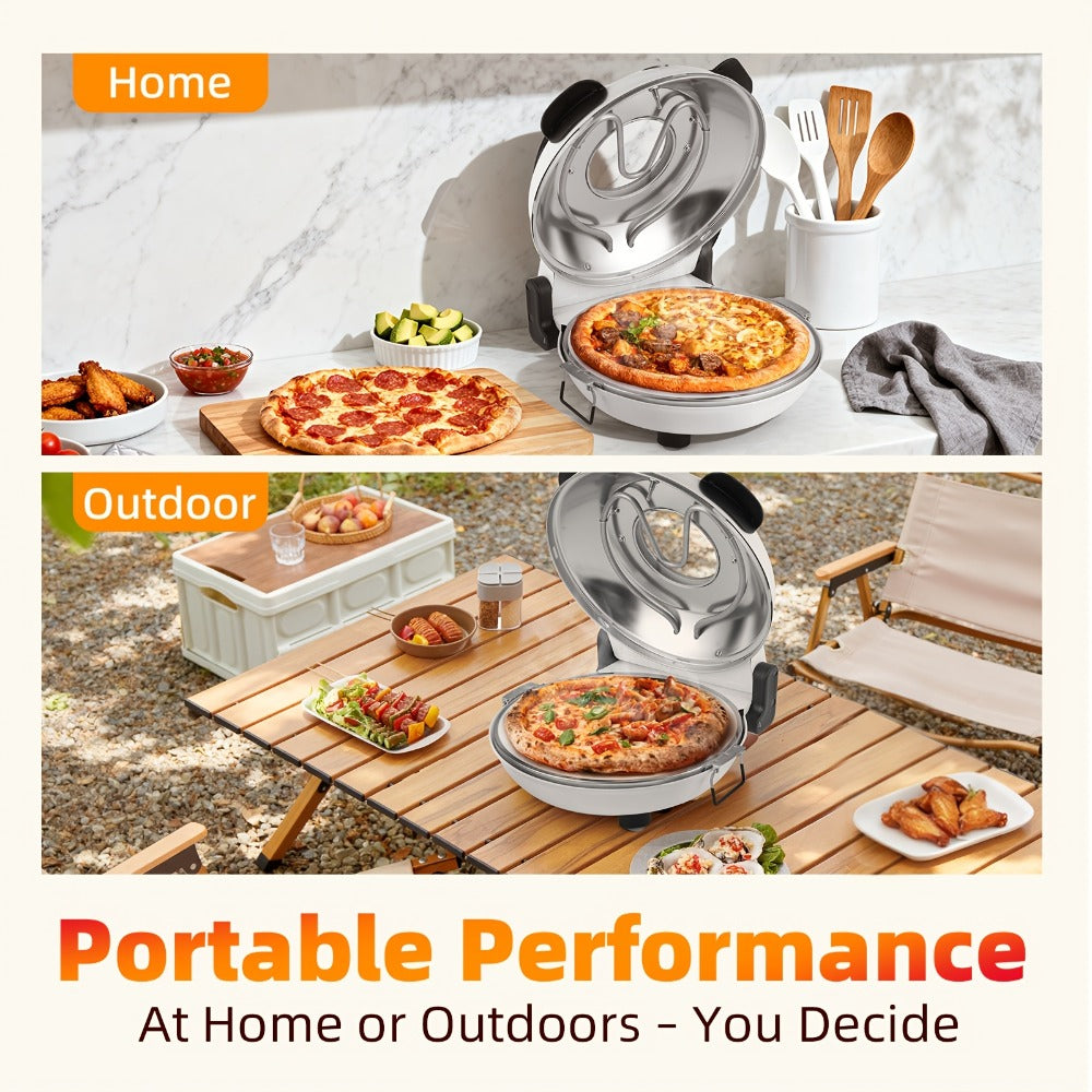 Indoor Pizza Oven Countertop ¨C 12-Inch Electric Pizza Maker Machine for Home Kitchen, Heats Up to 800¡ãF, Fast Baking Grill Oven with Even Heat Distribution, White