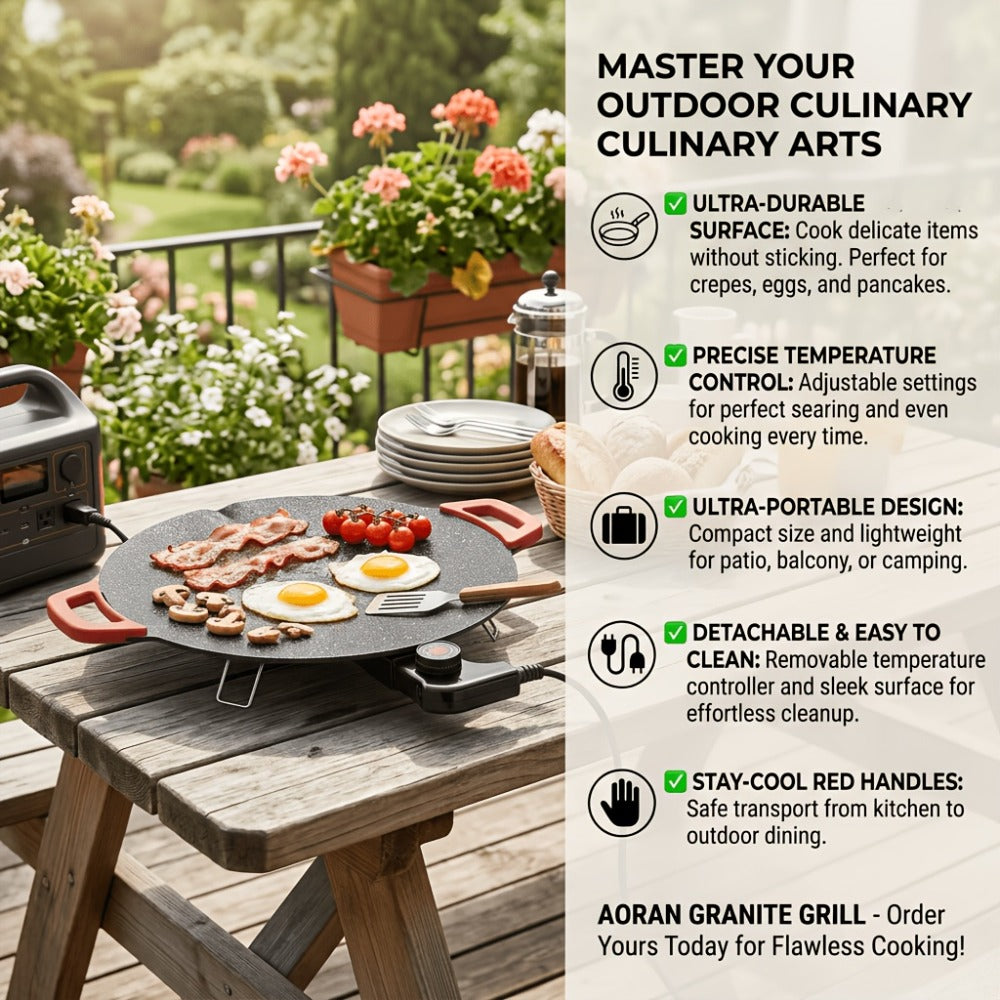 Electric Griddle Non-Stick with Adjustable Temperature ¨C 14.17¡± & 15.75¡± Sizes, Fast Heating for Pancakes, Crepes, Pizza & BBQ, Easy Clean Portable Cooking Pan for Breakfast & Family Meals