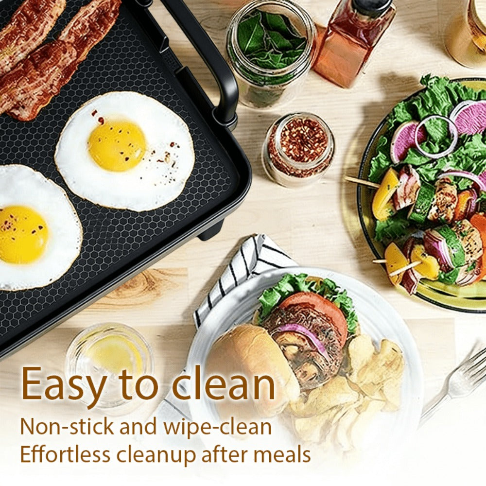 Electric Griddle with Non-Stick Coating - Large Submersible Cooking Surface, Make 15 Eggs at Once, Hassle-Free Cleanup, 2 Sizes Available - Perfect for Breakfast, Pancakes & Family Cooking
