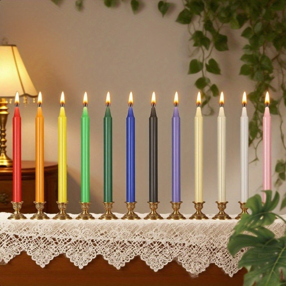 Colored Chime Candles Spell Candles Set Unscented Taper Candles 6.3in for Witchcraft Altar Ritual Meditation Prayer ¨C 12 Assorted Colors, Halloween Gothic Decor, Magic Candle Holder Compatible
