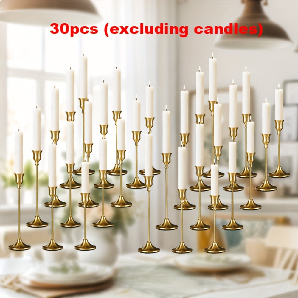 Copper Plated Candlestick Holders Bulk Set ¨C Retro Minimalist Taper Candle Holders for Wedding Birthday Christmas Dining Table Fireplace Decor