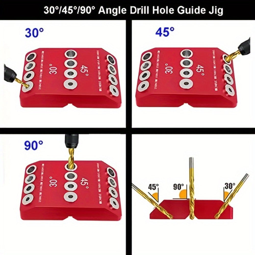 Metal Drill Guide Jig 30¡ã 45¡ã 90¡ã with Allen Wrench ¨C Precise Multi-Angle Drilling for Cable Railing, Lag Screw, Deck Post & Stair Handrail Installation
