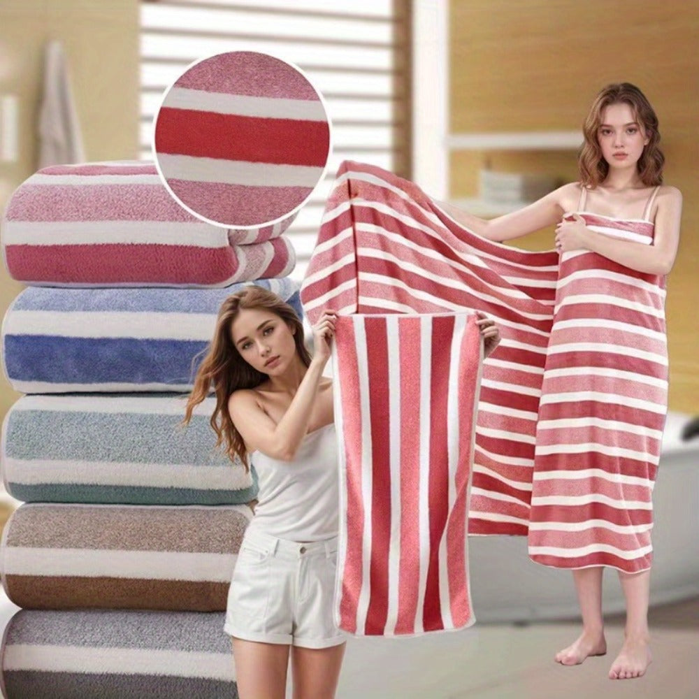 Hotel Towel Set 8 Piece No Hair Loss 280GSM - Five Star Standard Two-Color Striped Super Soft High Absorbency | 2 Bath Towels 2 Face Towels 4 Hand Towels | Grey Red Green | Home Bathroom Spa Gift