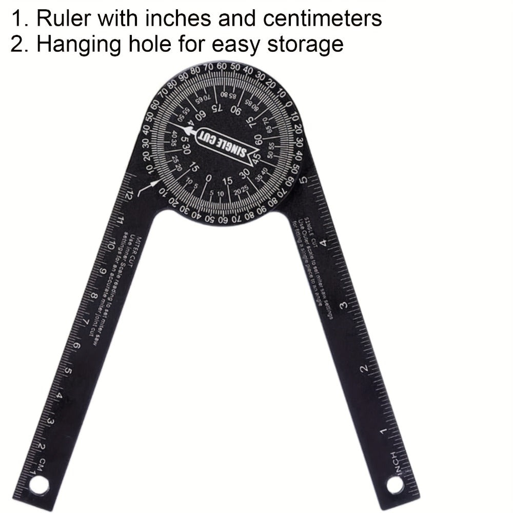 Miter Saw Protractor 7 Inch Aluminum 2-in-1 Professional Angle Finder CNC Machined Precision Laser Engraved Inside Outside Miter Angle for Carpenter Plumber Building Trades Woodworking Black