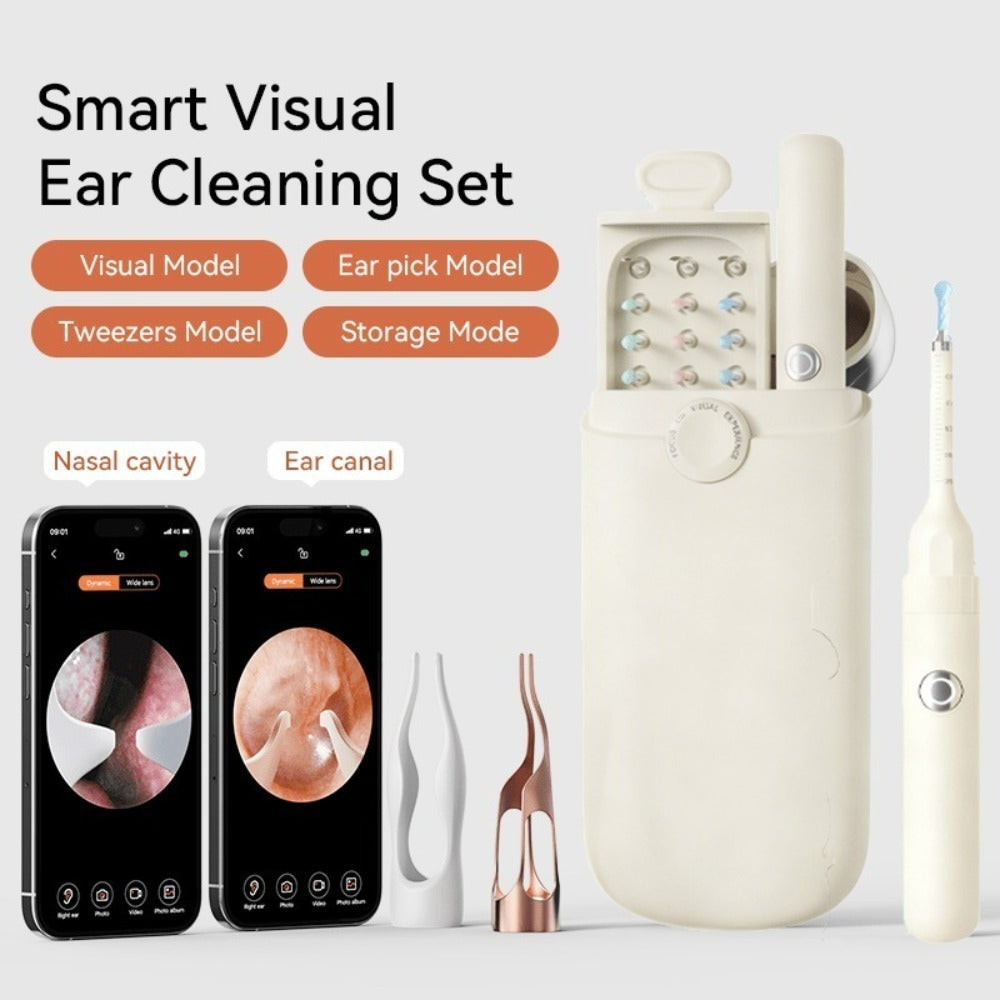 Ear Wax Removal Kit with Camera - 12-in-1 Ear Cleaning Tool Set, Rechargeable Ear Scope with LED Light, Ear Pick Cleaner, Nose Picker, Storage Box Included, Great Gift Idea