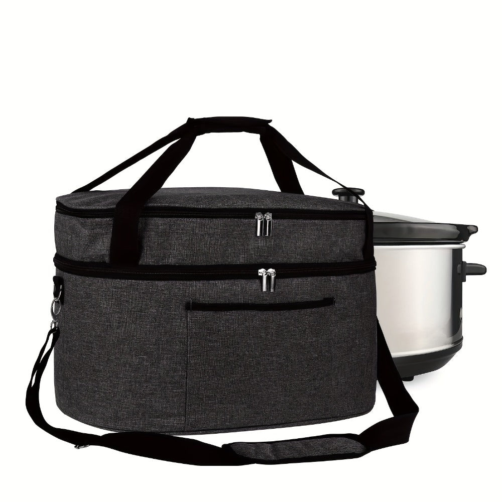 Slow Cooker Bag Insulated Carrier for 6-8 Quart Oval Crockpot, 2-Layer Waterproof Travel Bag with Handle, Keeps Food Warm for Potlucks, Family Gatherings, Reunions & Outdoor Events