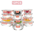 Glass Food Storage Containers with Lids Set of 12, Airtight Leak-Proof Meal Prep Containers, Microwave Oven Freezer Dishwasher Safe Bento Boxes for Pantry Kitchen Organization