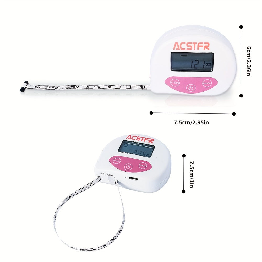 Digital Body Measuring Tape 60 Inch 150cm Smart Retractable Electronic Tape Measure for Weight Loss Waist Hip Chest Arm Body Measurement USB Rechargeable Fitness Tracker Tool