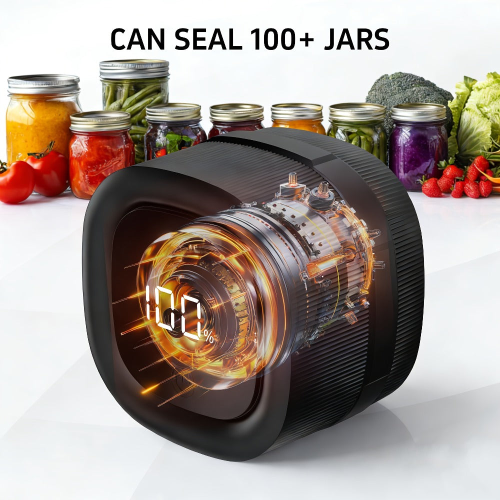 Electric Jar Vacuum Sealer 3-in-1 with 14 Sealing Lids ¨C One-Button Leak-Proof Vacuum Sealing Machine for Food Storage, Fits Regular & Wide Mouth Jars, Wine Plug & Bag Included