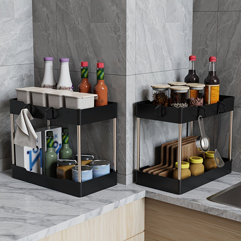 Under Sink Organizer 3-Pack 2-Tier Storage Rack ¨C Bathroom Cabinet Organizer for Toiletries Cleaning Supplies Kitchen Spices