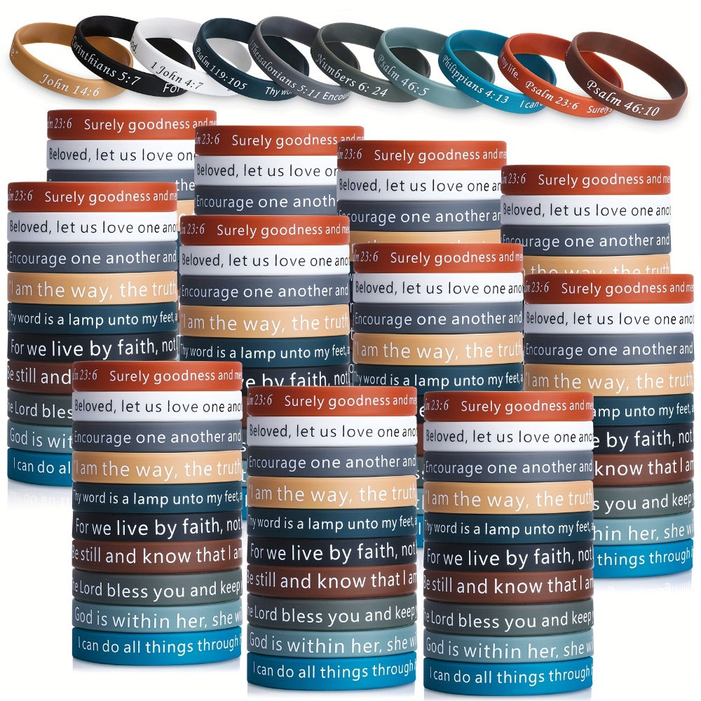 240pcs Bible Verse Silicone Wristbands Bulk ¨C Christian Motivational Bracelets for Baptism, Wedding, Easter, Father's Day Religious Gifts Unisex