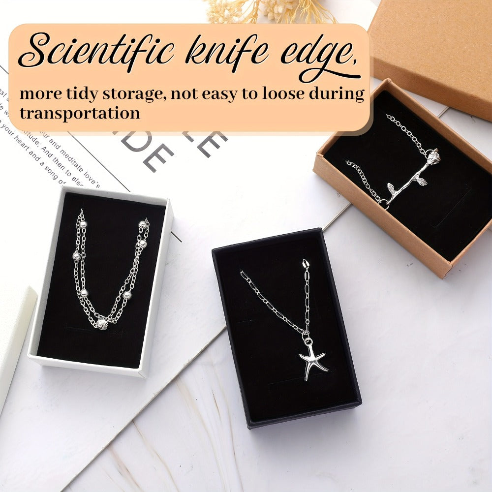 Jewelry Gift Boxes Bulk 100pcs Cardboard Paper Boxes for Necklace Earring Bracelet Ring Storage Packaging Display Christmas Thanksgiving Gift Boxes Brown Black White 3.2x2x1.2in