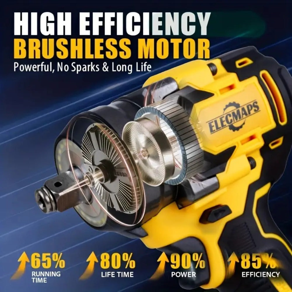 Brushless Impact Wrench for Dewalt 20V Battery - 1/2 Inch 450 Lb-Ft High Torque Electric Impact Gun, 3300 RPM for Cars & Home Use