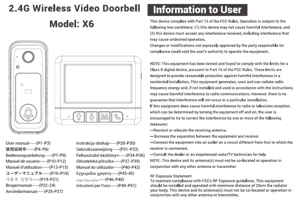 WiFi Video Doorbell with 4.3 Inch Indoor Monitor | Waterproof Night Vision Two-Way Audio Rechargeable Battery | Auto Photo Video Recording Senior Friendly Real-Time Monitoring