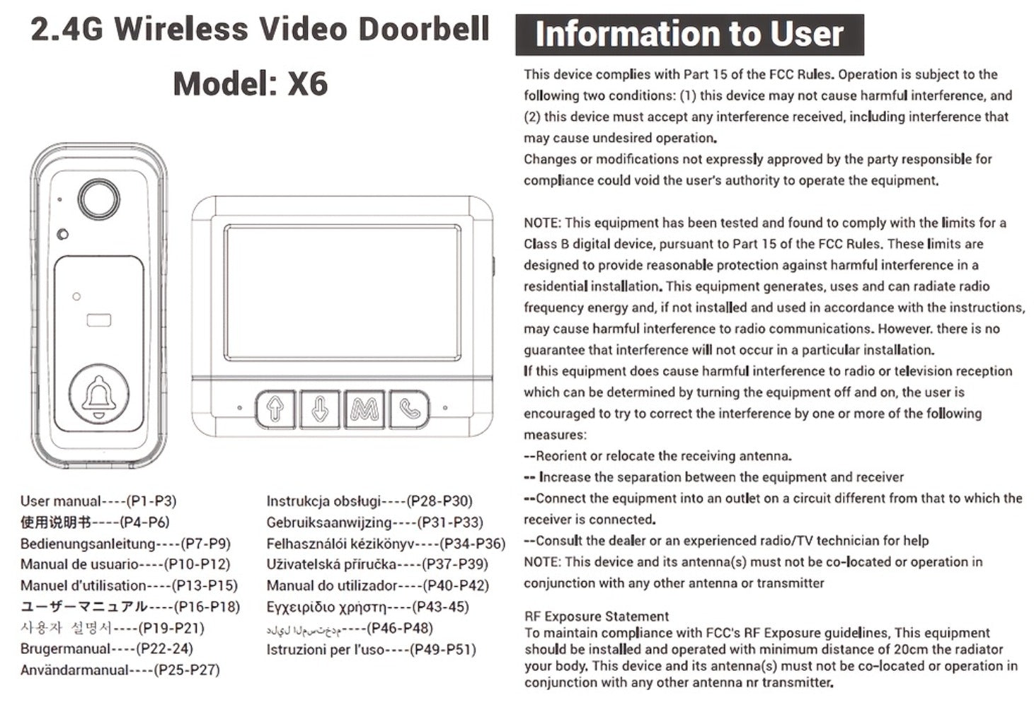 WiFi Video Doorbell with 4.3 Inch Indoor Monitor | Waterproof Night Vision Two-Way Audio Rechargeable Battery | Auto Photo Video Recording Senior Friendly Real-Time Monitoring