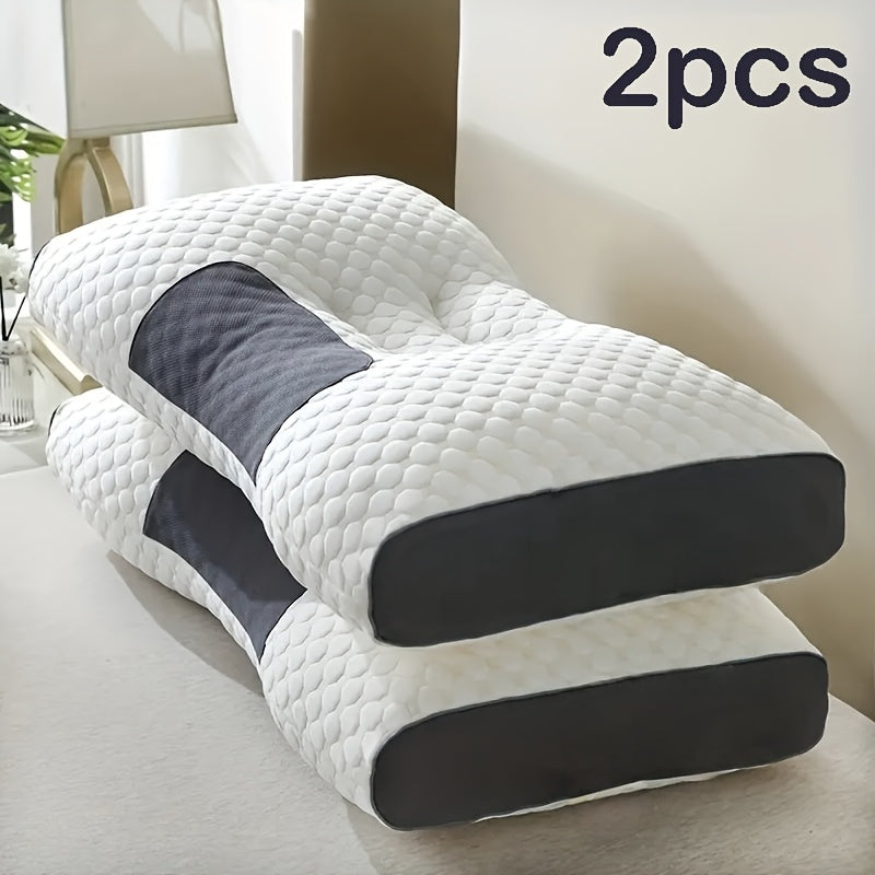 Ergonomic Neck Pillow 2-Pack Orthopedic Contour Support, Removable Zippered Cover, Breathable Fabric, All-Season Cervical Spine Relief, Neck & Shoulder Massager Pillow