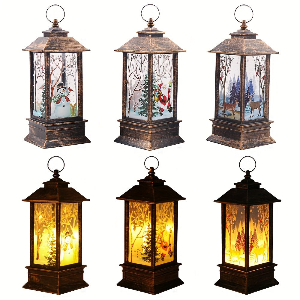 Christmas Lantern Candlestick Nightlight Set 3pcs ¨C Santa Snowman LED Table Decoration Light Battery Operated Holiday Home Decor