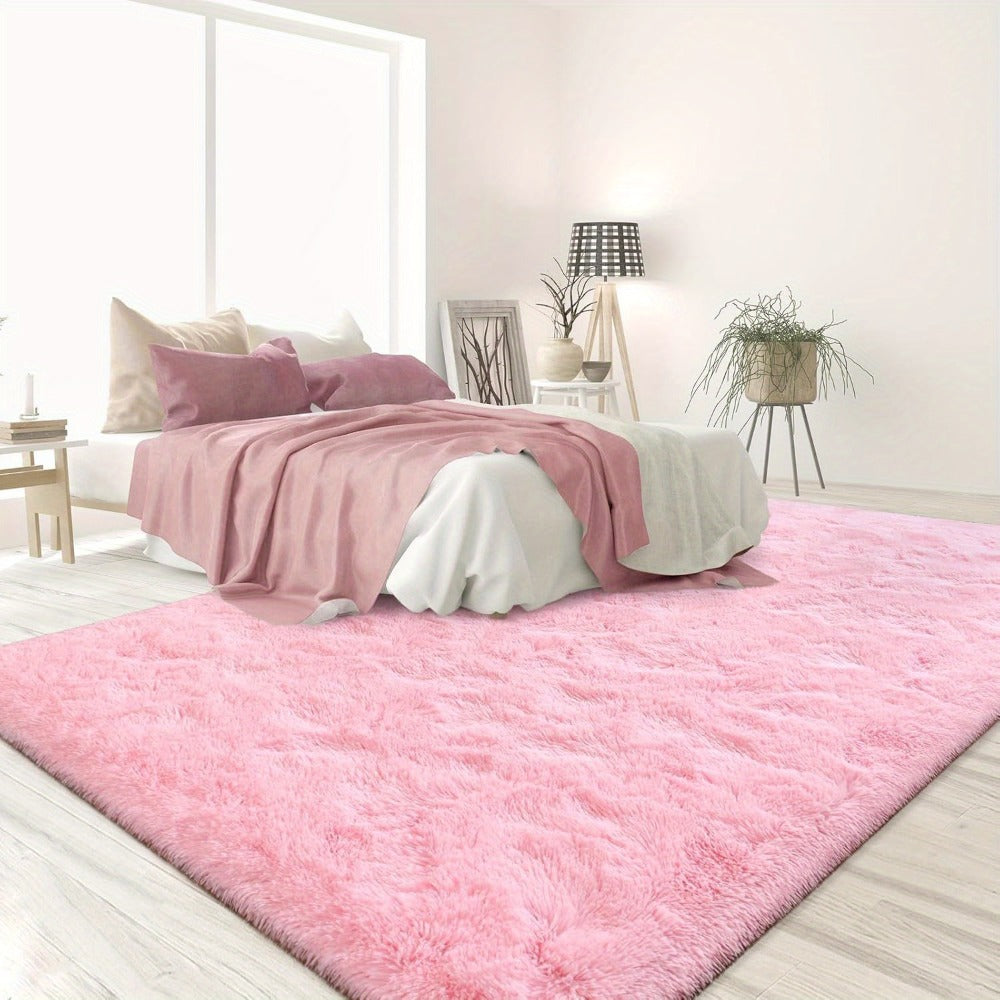Pink Soft Shaggy Area Rug for Living Room Bedroom Non-Slip Fluffy Carpet Thickened Moisture Resistant Easy Clean Home Decor