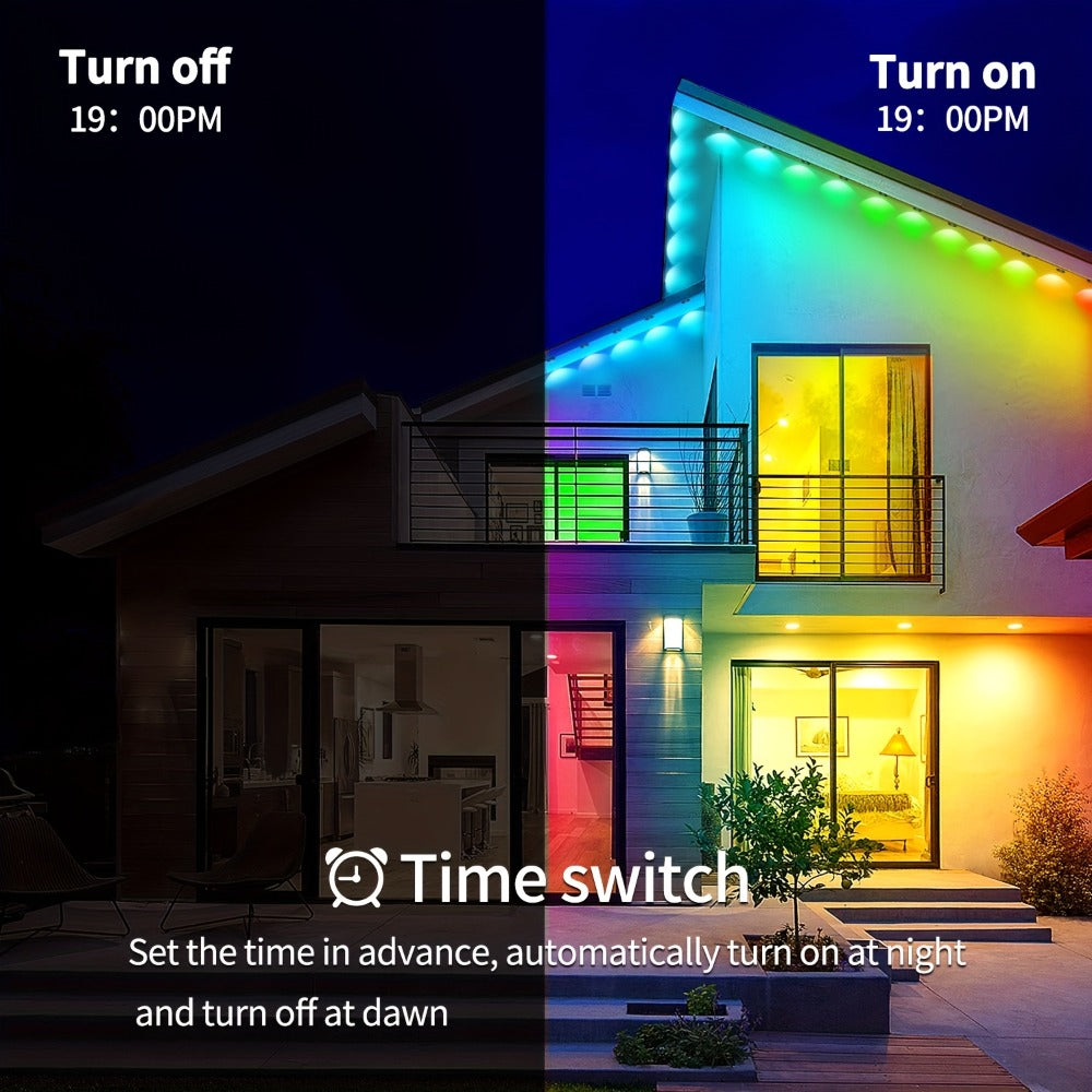 Permanent Outdoor Lights RGB Eave Light IP67 Waterproof | DIY Scene Mode Music Sync Color Changing | Outdoor Decoration Garden Party Holiday Lighting 50FT 100FT 200FT 300FT 400FT