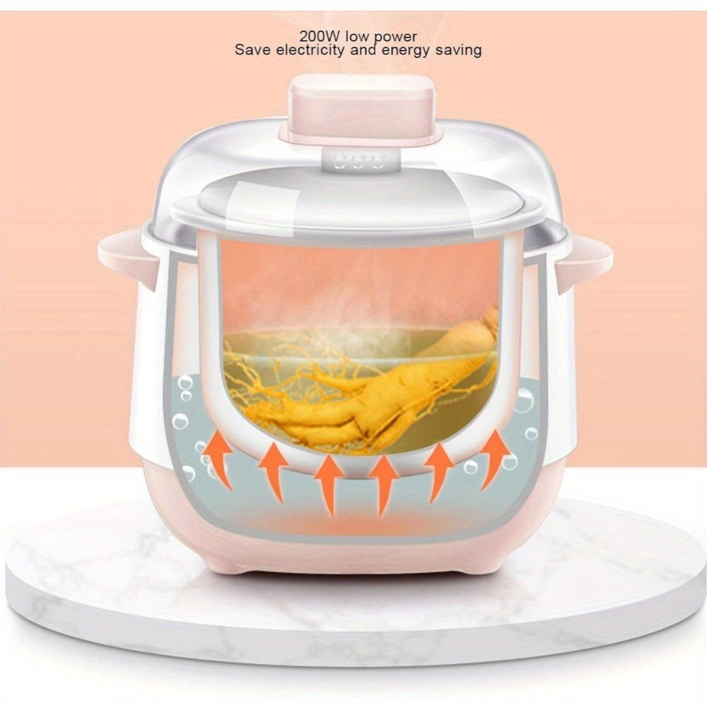 Electric Ceramic Stew Pot 1L 200W Anti Dry Burn 24H Intelligent Reservation Slow Cooker for Porridge Rice Soup Congee Small Family Individual Use