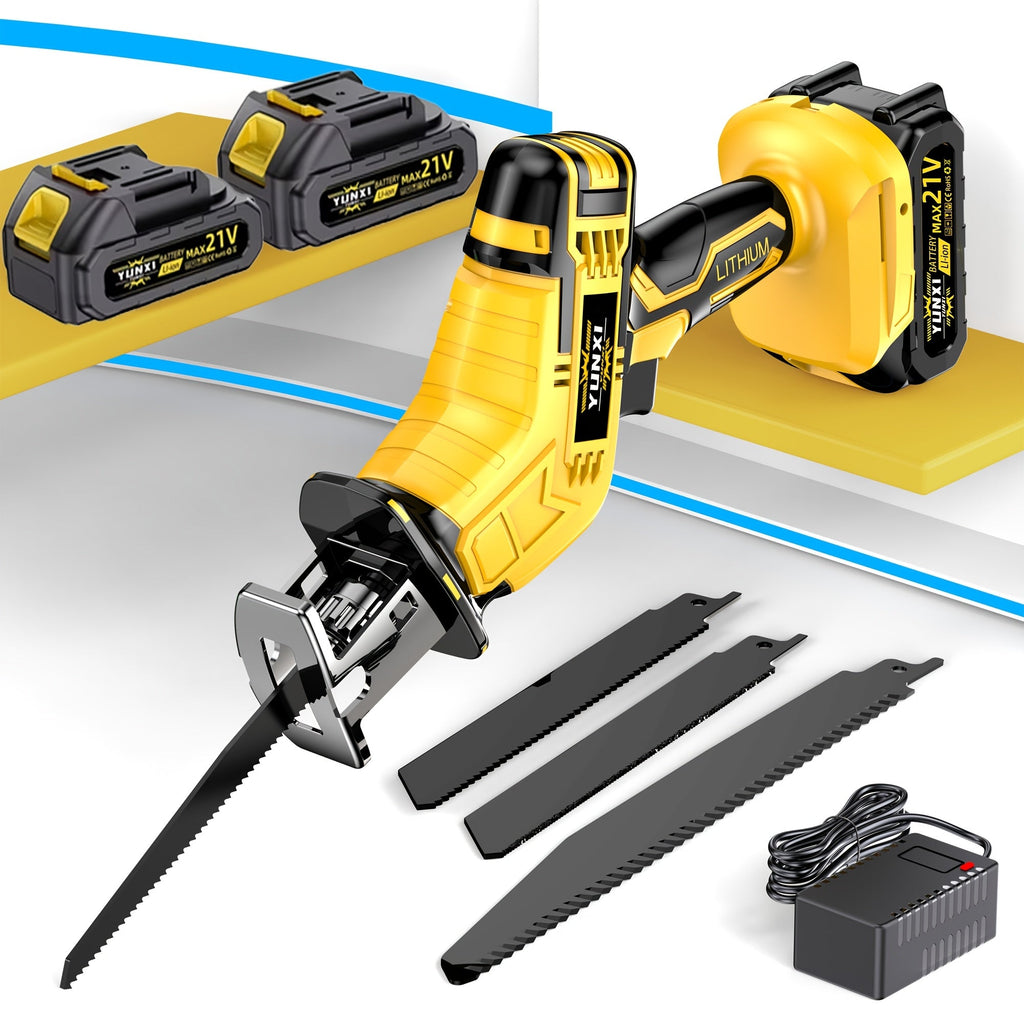 Cordless Reciprocating Saw - Electric Reciprocating Saw with Safety Lock, Large Capacity Battery & Charger, Variable Speed for Wood, Metal & Demolition Cutting, DIY Home Renovation Power Tool
