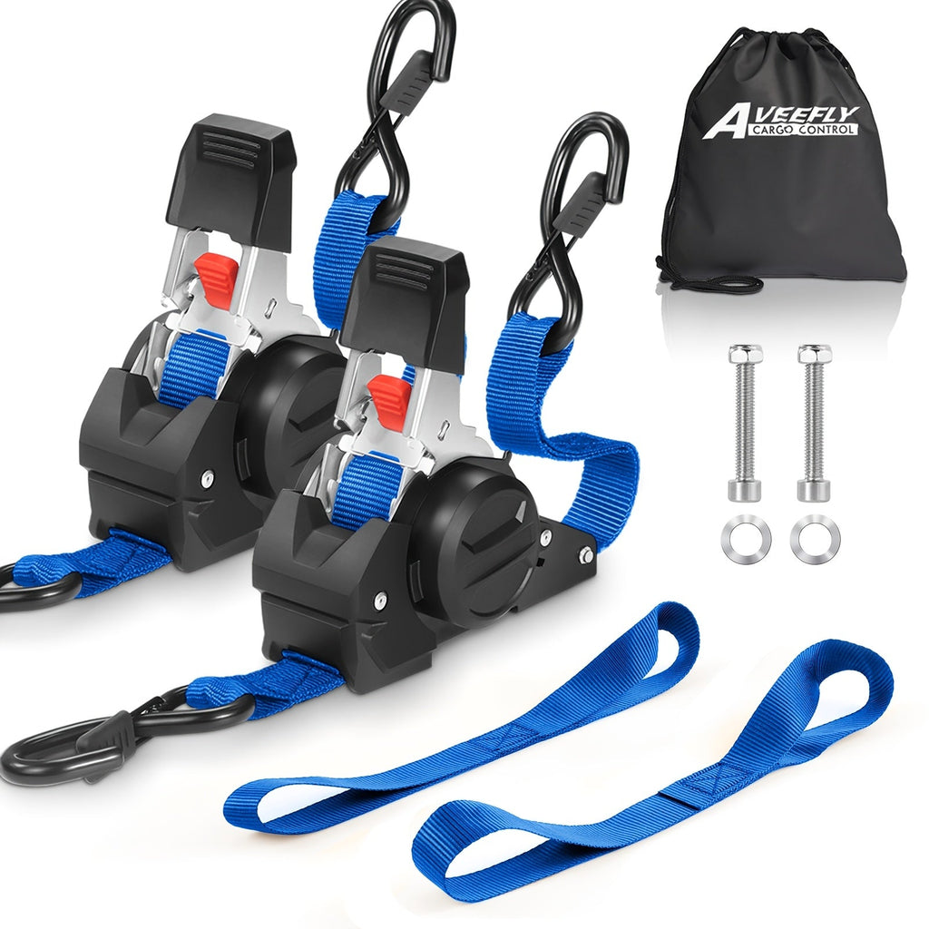 Retractable Ratchet Straps with Extension Strap ¨C Heavy Duty Auto Self-Retracting Tie Down Cargo Straps for Truck Trailer Motorcycle Moving & Appliances