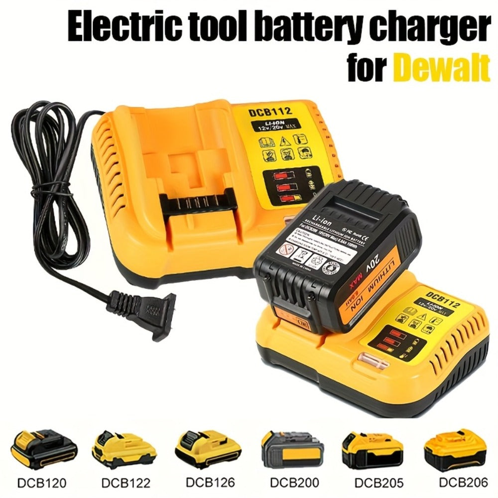 Fast Battery Charger for DeWalt 12V 20V 60V MAX Compatible with DCB120 DCB126 DCB200 DCB201 DCB208 DCB606 DCB609 DCB612 Rapid Charger for DeWalt Cordless Power Tool Batteries