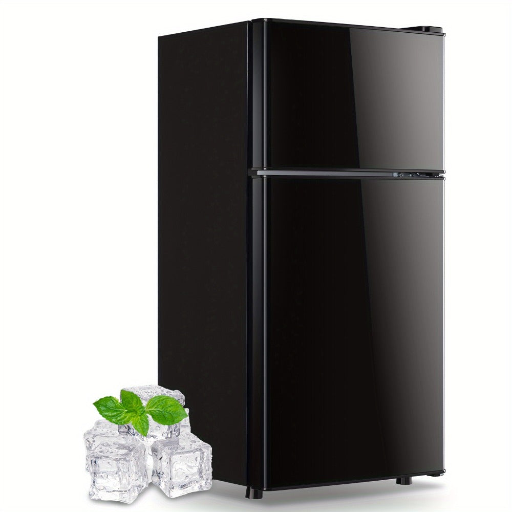Mini Refrigerator with Freezer, 2.4 Cu Ft Double Door Small Fridge with Removable Shelves & Adjustable Feet ¨C Compact Personal Fridge for Bedroom, Dorm, Apartment, Home Office and Kitchen