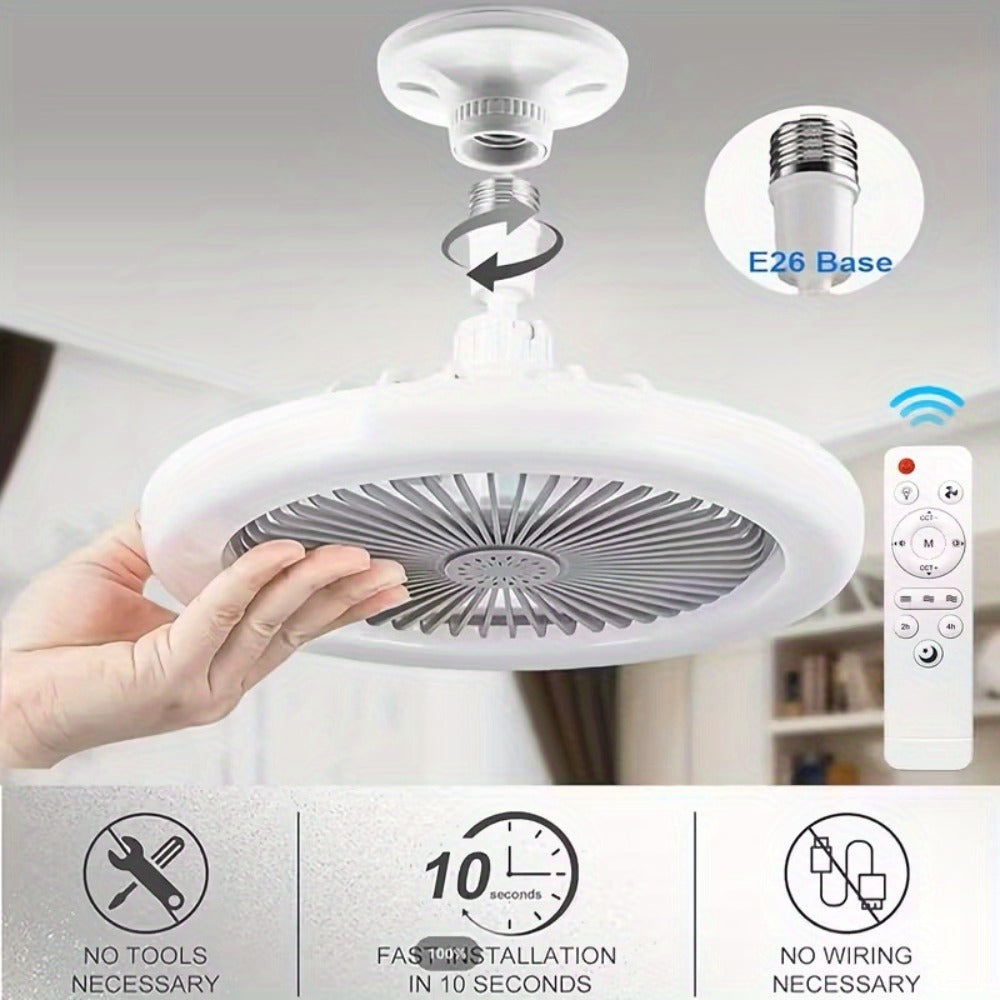 Ceiling Fan Light with Remote Control 3-Speed 3-Color Dimmable LED E26 Base 3000-6500K Adjustable Direction Timer Night Light Function for Bedroom Living Room