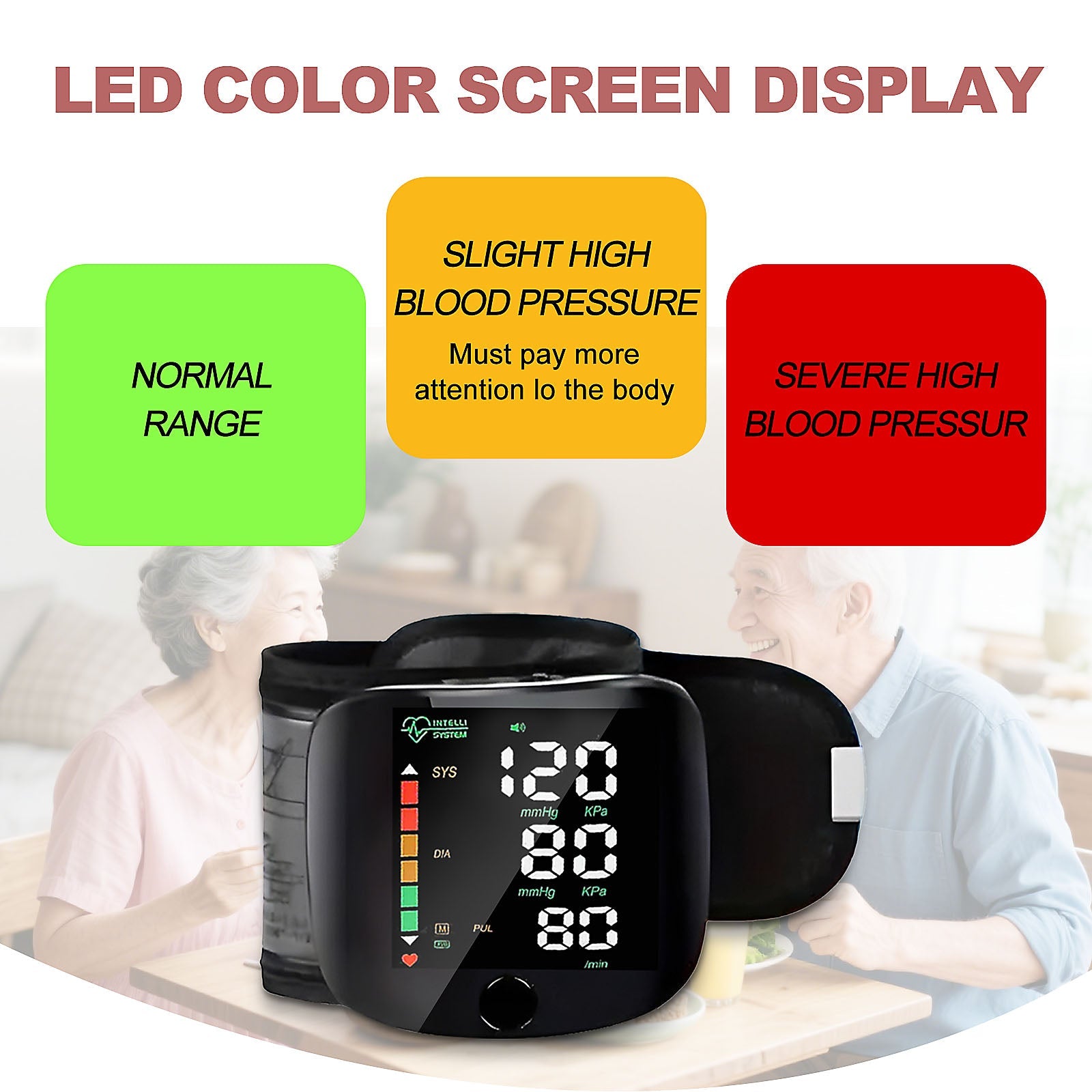 Wrist Blood Pressure Monitor with Large LCD Display ¨C Portable Digital BP Machine with Adjustable Cuff, Pulse Rate Detection & One-Button Operation for Home Use