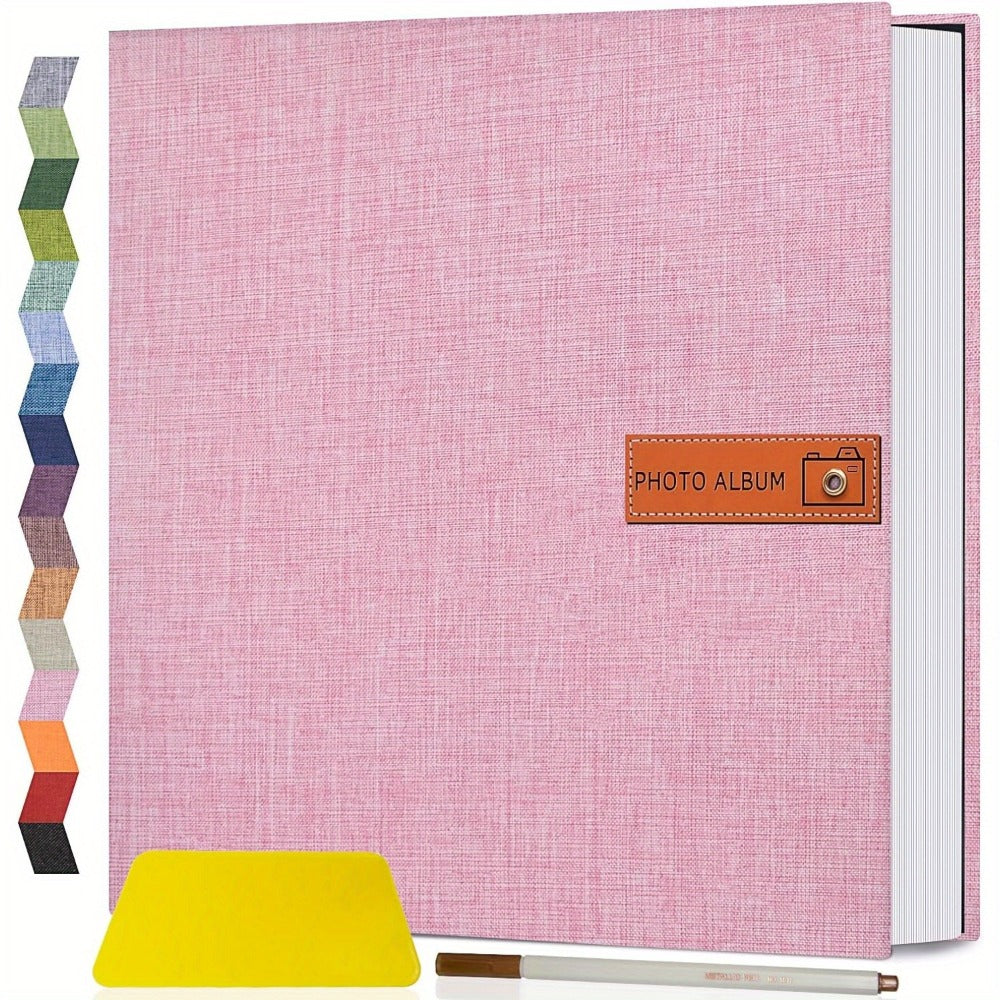 Self Adhesive Photo Album Scrapbook ¨C Large Linen Cover Memory Book for 4x6 5x7 8x10 Photos, DIY Picture Book with Metal Pen, Gift for Mom, Baby, Wedding, Valentine's Day & Mother's Day, 40 & 60 Pages